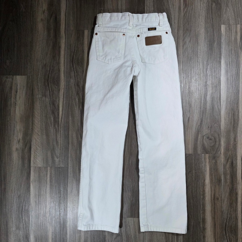 Wrangler Kids White Denim Straight Leg Jeans High Rise Western Pants 23x25 - Picture 2 of 10